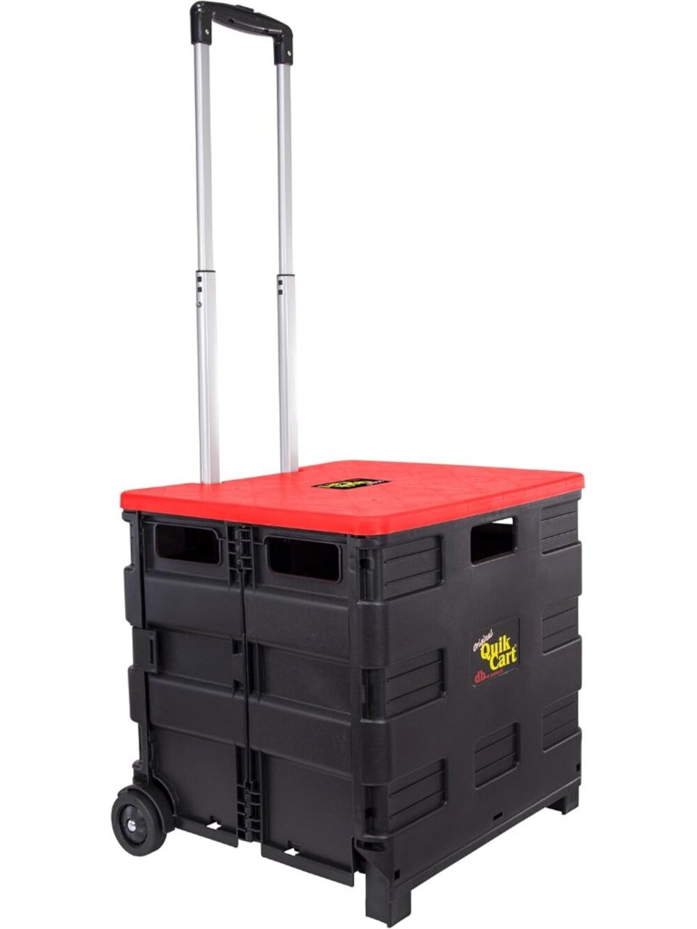 Quik Cart Standard Collapsible Rolling Crate - Red Lid